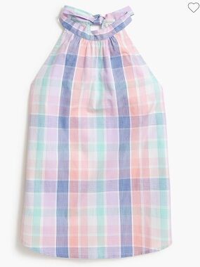 BNWT J. Crew Pastel Plaid Bow-Back Halter Top- size S